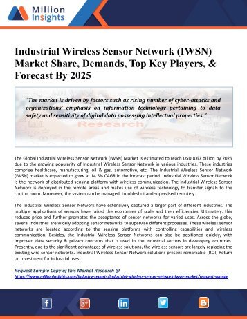 Industrial Wireless Sensor Network (IWSN) Market Share, Demands, Top Key Players, &amp; Forecast By 2025