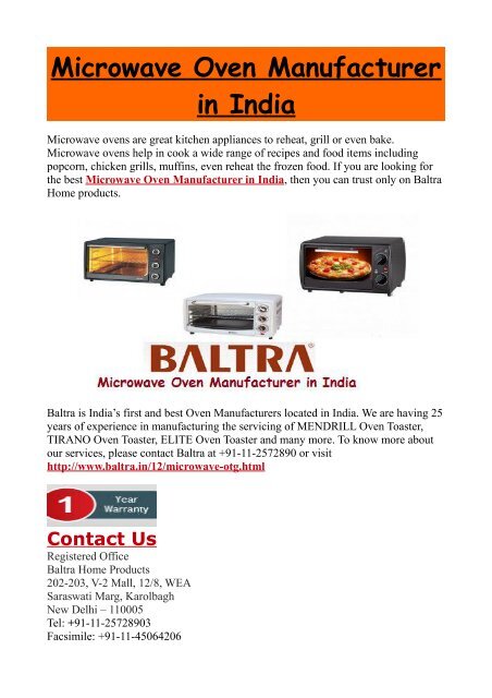 Microwave Oven Manufacturer in India
