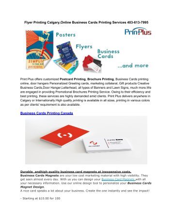 Flyer Printing Calgary,Online Business Cards Printing Services 403-613-7995