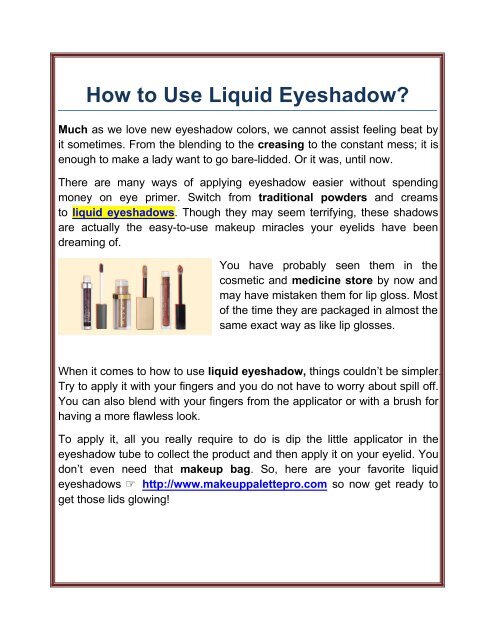Best Liquid Eyeshadow Manufacturers