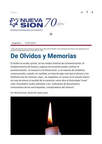 DE MEMORIAS Y OLVIDOS