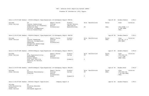 FDA AERS Mefloquine, Judicial Watch FOIA report~20120403