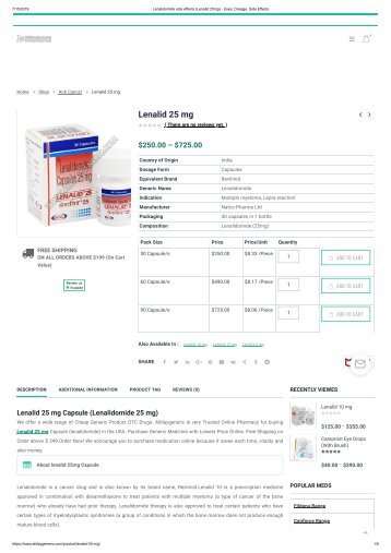 Lenalidomide side effects (Lenalid 25mg) - Uses, Dosage, Side Effects
