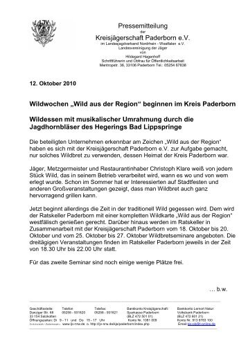 Wildwochen âWild aus der Regionâ - Landesjagdverband Nordrhein ...