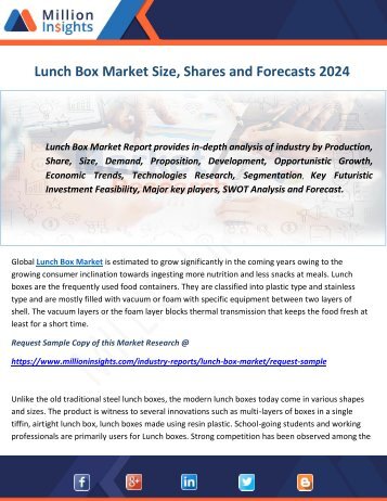 Lunch Box Market Size, Shares and Forecasts 2024