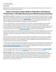 Caster Concepts Casters Reduce Downtime and Improve Productivity in the Manufacturing and Warehousing Industries 