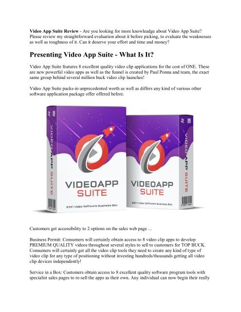 Should You Grab Video App Suite