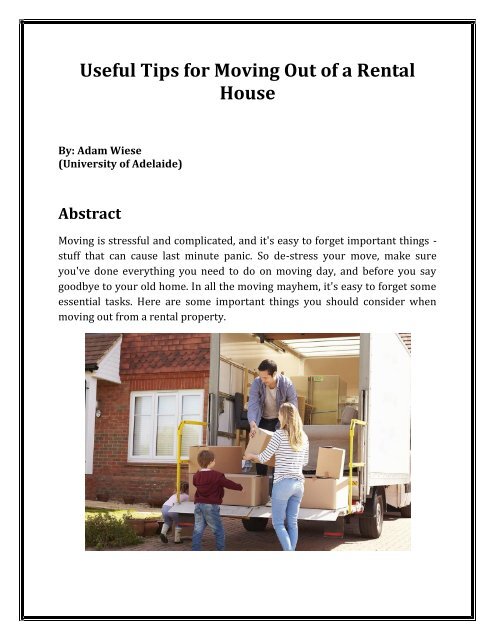 Useful Tips for Moving Out of a Rental House