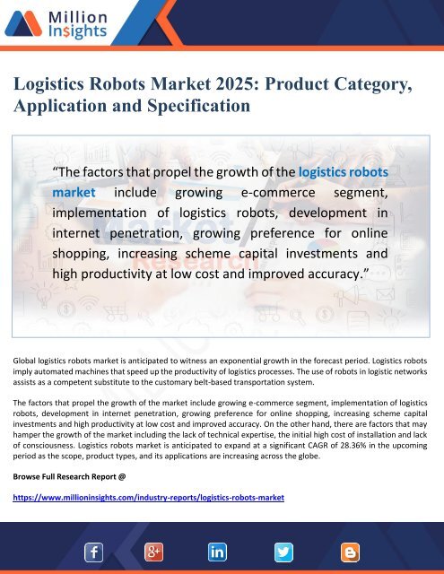 Logistics Robots Market Application and Specification 2025