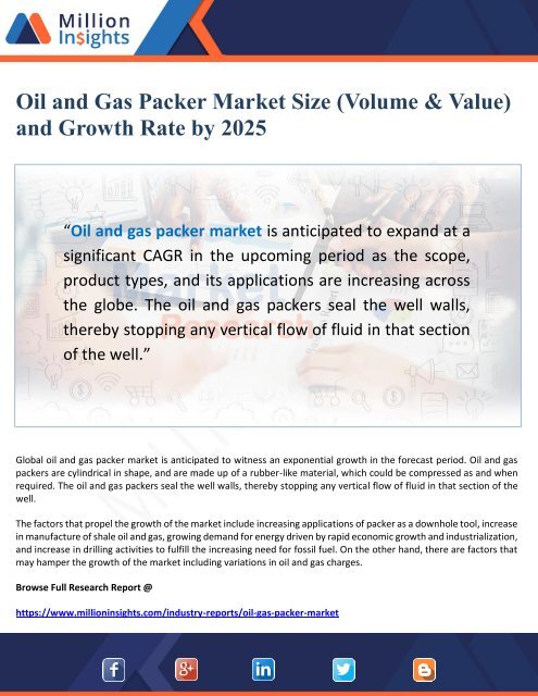 Oil and Gas Packer Market Size and Growth Rate by 2025