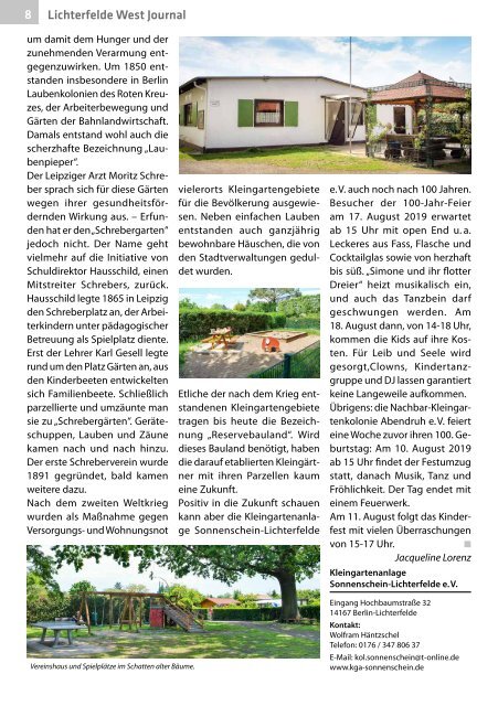 Lichterfelde West Journal August/September 2019