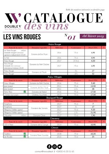 Catalogue vins et produits locaux épicerie fine _ Double V _ VinoValley Saumur