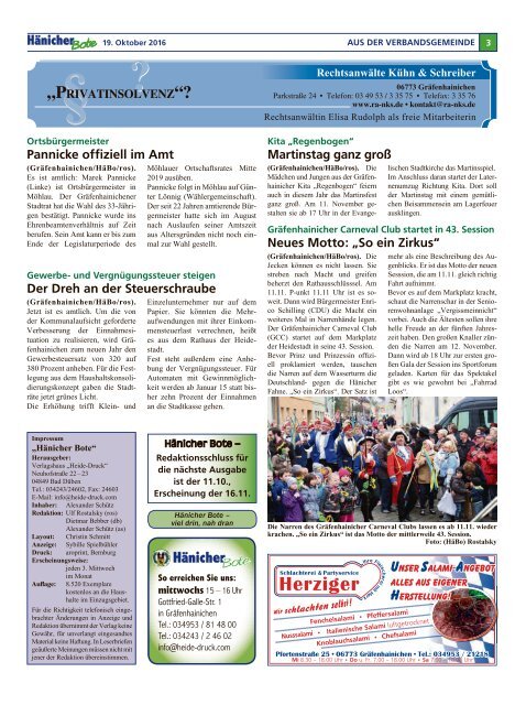Hänicher Bote | Oktober-Ausgabe 2016