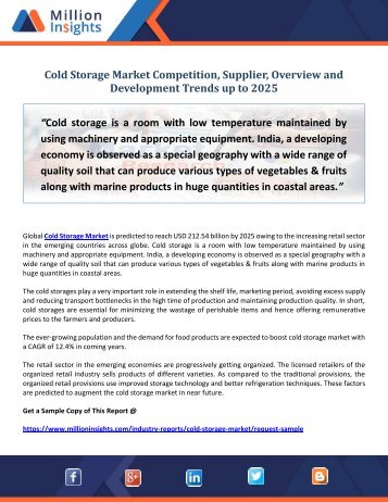 Cold Storage Market Competition, Supplier, Overview and Development Trends up to 2025