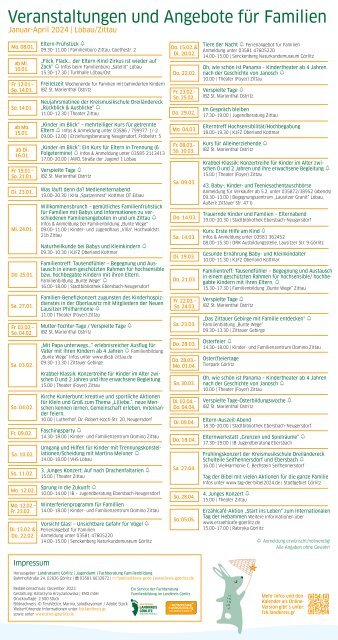 Familienzeit-Kalender für die Region Löbau - Zittau 