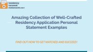 Amazing Collection of Well-Crafted Residency Application Personal Statement Examples