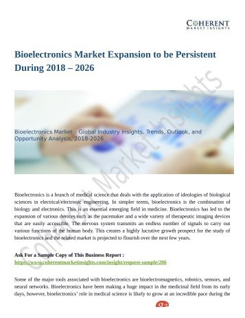 Bioelectronics Market Expansion to be Persistent During 2018 – 2026