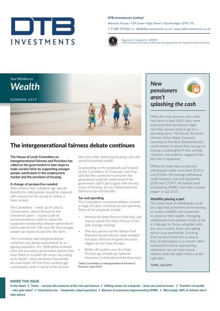 DTB Investments Ltd_SummerNewsletter2019