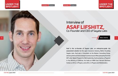 Asaf Lifshitz Interview with CISO Magazine