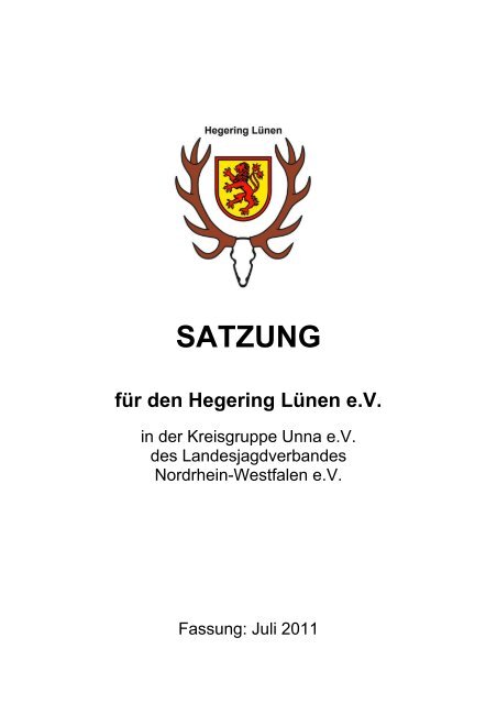 Satzung Hegering - Landesjagdverband Nordrhein-Westfalen