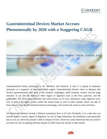 Gastrointestinal Devices Market Demands and Growth Prediction 2018 to 2026