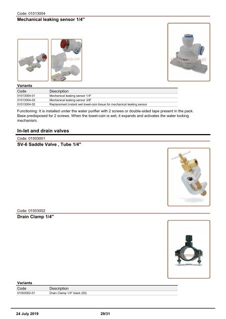 Installation accessories catalogue