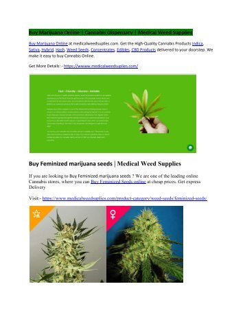 Buy Feminized marijuana seeds | Medical Weed Supplies 