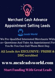 Merchant Cash Advance Leads Live Transfers - MCA Leads World