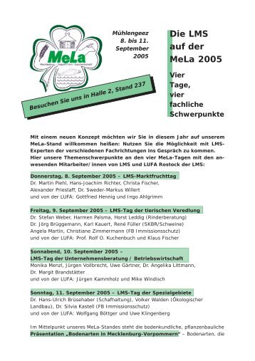 Die LMS auf der MeLa 2005 Vier Tage, vier fachliche Schwerpunkte