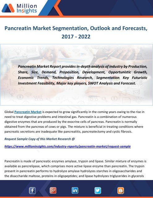 Pancreatin Market Segmentation, Outlook and Forecasts, 2017 - 2022