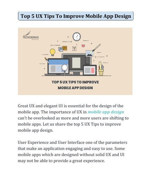 top 5 ux tips to improve mobile app design