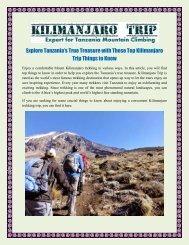 Explore Tanzania’s True Treasure with These Top Kilimanjaro Trip Things to Know