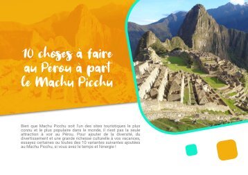 10 choses à faire au Pérou à part le Machu Picchu