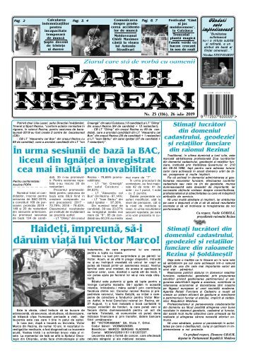 Ziarul "Farul Nistrean" din 26 iulie 2019