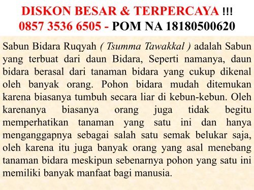 TERLARIS-TELP/WA 0857 3536 6505 ( ISAT ), Jual Sabun Bidara Ruqyah Tsumma Tawakkal Surabaya   