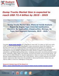 Dump Trucks Market Size is expected to reach USD 72.4 billion by 2019 - 2025 