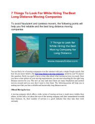 7 Things to Look For While Hiring The Best Long Distance Moving Companies