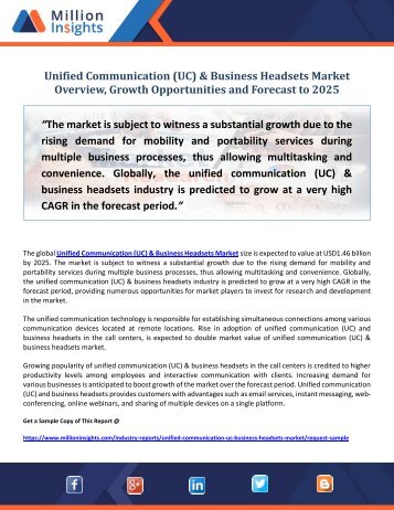 Unified Communication (UC) & Business Headsets Market Overview, Growth Opportunities and Forecast to 2025