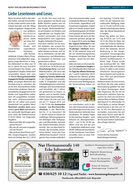 Gazette Zehlendorf August 2019
