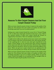 Reasons To Hire Carpet Cleaners And Get Your Carpet Cleaned Today