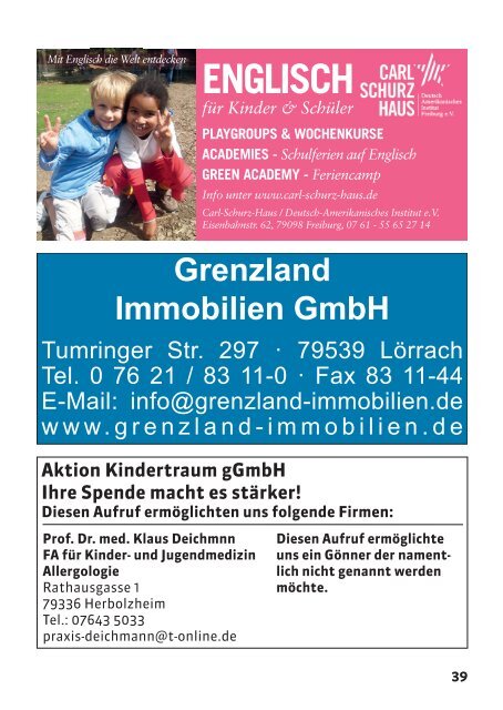 Aktion Kindertraum Freiburg/Offenburg/Konstanz/Ravensburg 2019