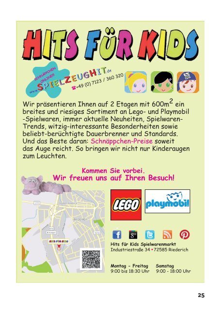 Aktion Kindertraum Tübingen/Reutlingen/Esslingen/Villingen-Schwenningen/Sigmaringen 2019