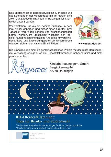 Aktion Kindertraum Tübingen/Reutlingen/Esslingen/Villingen-Schwenningen/Sigmaringen 2019