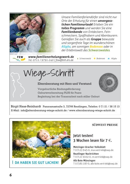 Aktion Kindertraum Tübingen/Reutlingen/Esslingen/Villingen-Schwenningen/Sigmaringen 2019