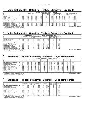 Vejle Bybusser | Udkastkøreplan 2012/2013 | Sydtrafik