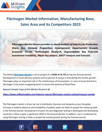 Fibrinogen Market Information, Manufacturing Base, Sales Area and Its Competitors 2023