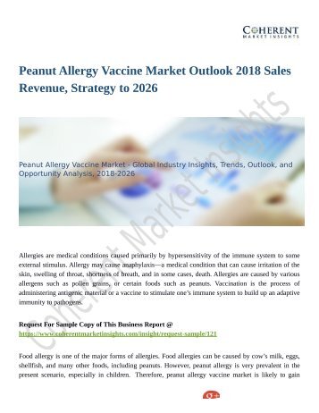 Peanut Allergy Vaccine Market To Be At Forefront By 2026