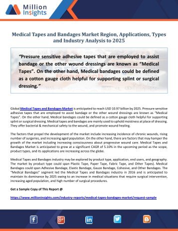 Medical Tapes and Bandages Market Region, Applications, Types and Industry Analysis to 2025