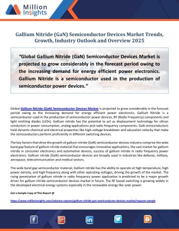 Gallium Nitride (GaN) Semiconductor Devices Market Trends, Growth, Industry Outlook and Overview 2025