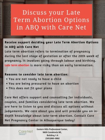 Discuss your Late Term Abortion Options in ABQ with Care Net